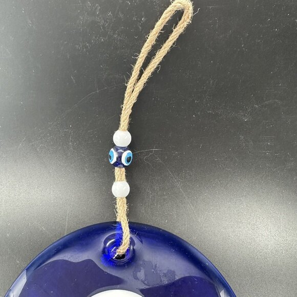 Large Blue Evil Eye Turkish Glass Wall Hanging Protection Amulet Nazar Decor 6" - Picture 4 of 9